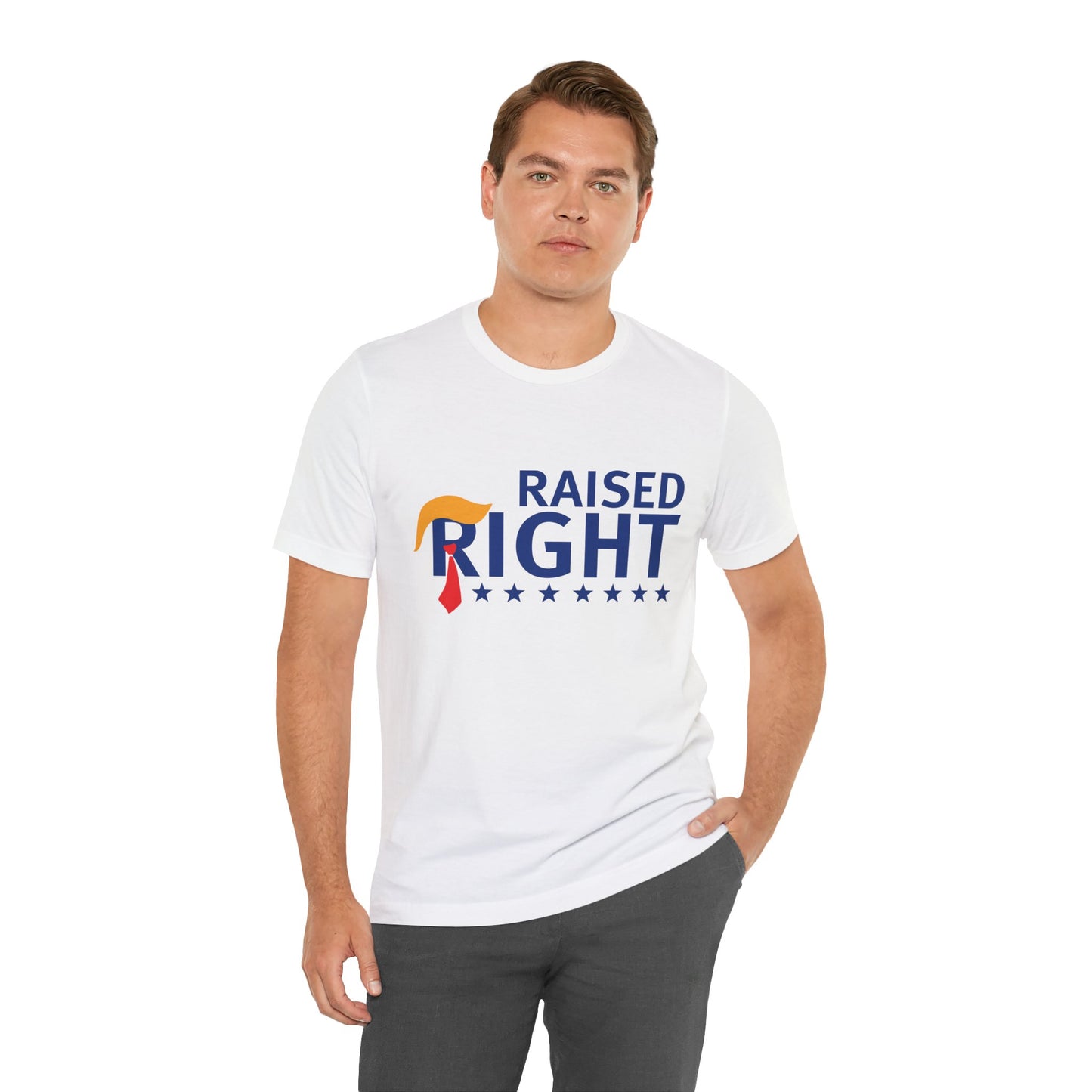 "Raised Right" Unisex Jersey Short Sleeve Tee - Comfortable & Patriotic Apparel