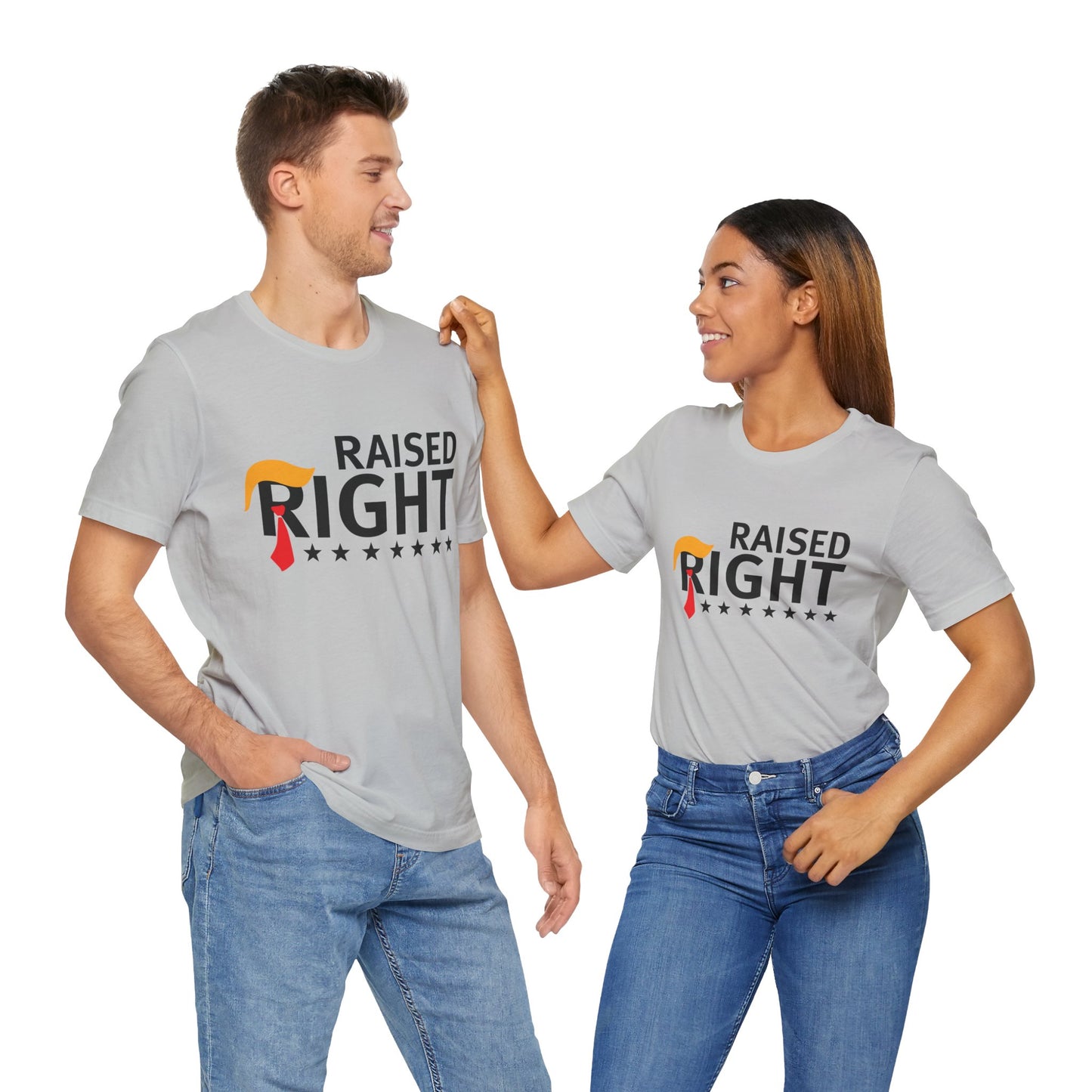 "Raised Right" Unisex Jersey Short Sleeve Tee - Comfortable & Patriotic Apparel