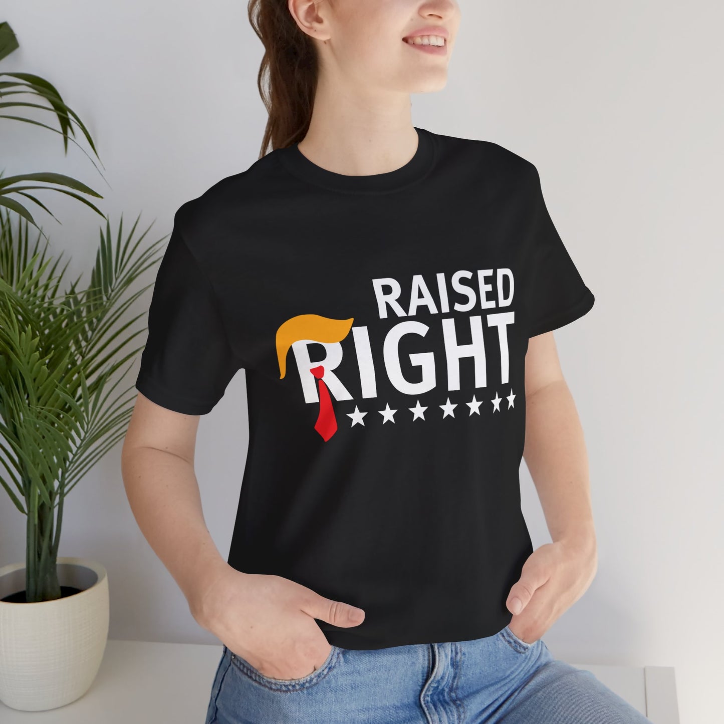 "Raised Right" Unisex Jersey Short Sleeve Tee - Comfortable & Patriotic Apparel