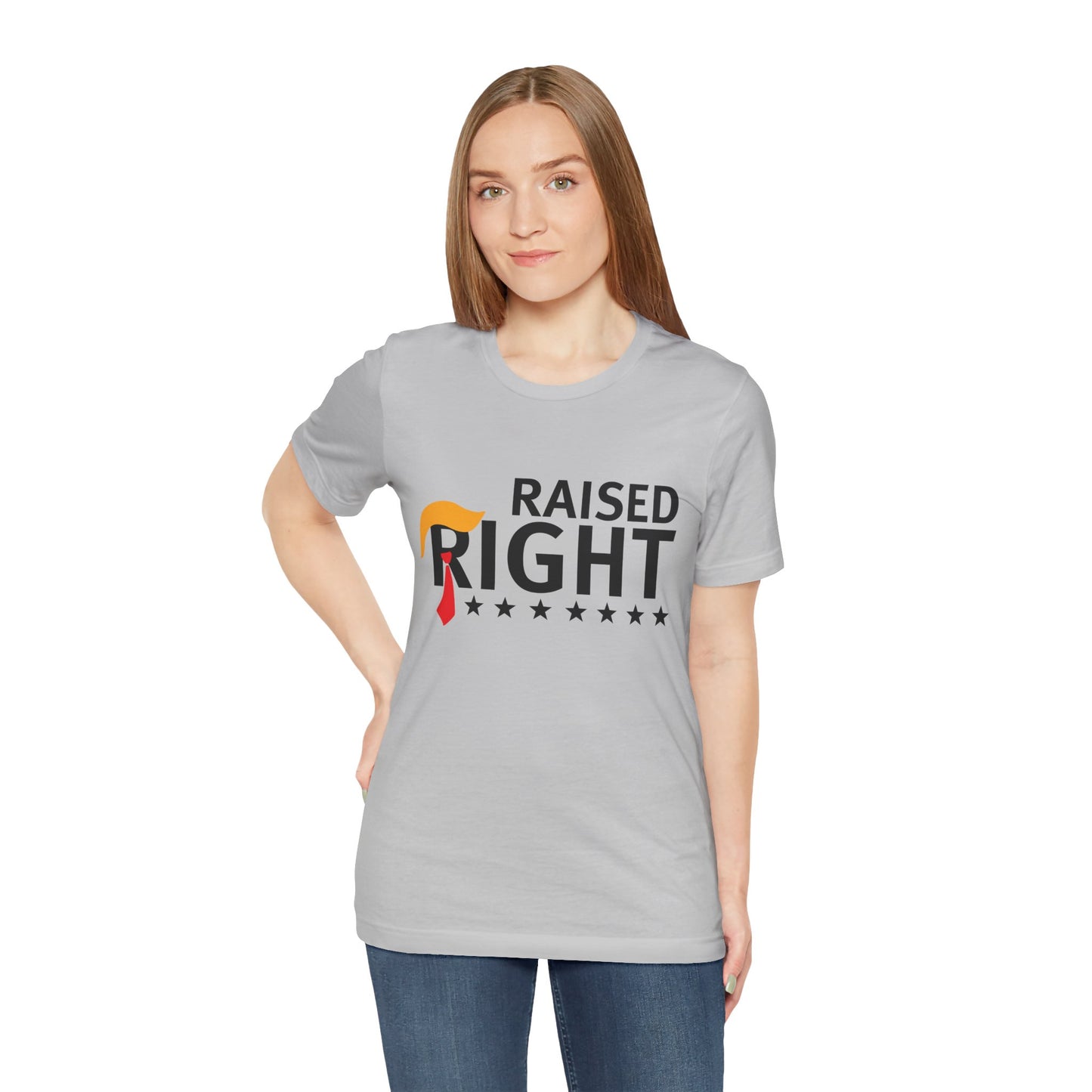 "Raised Right" Unisex Jersey Short Sleeve Tee - Comfortable & Patriotic Apparel