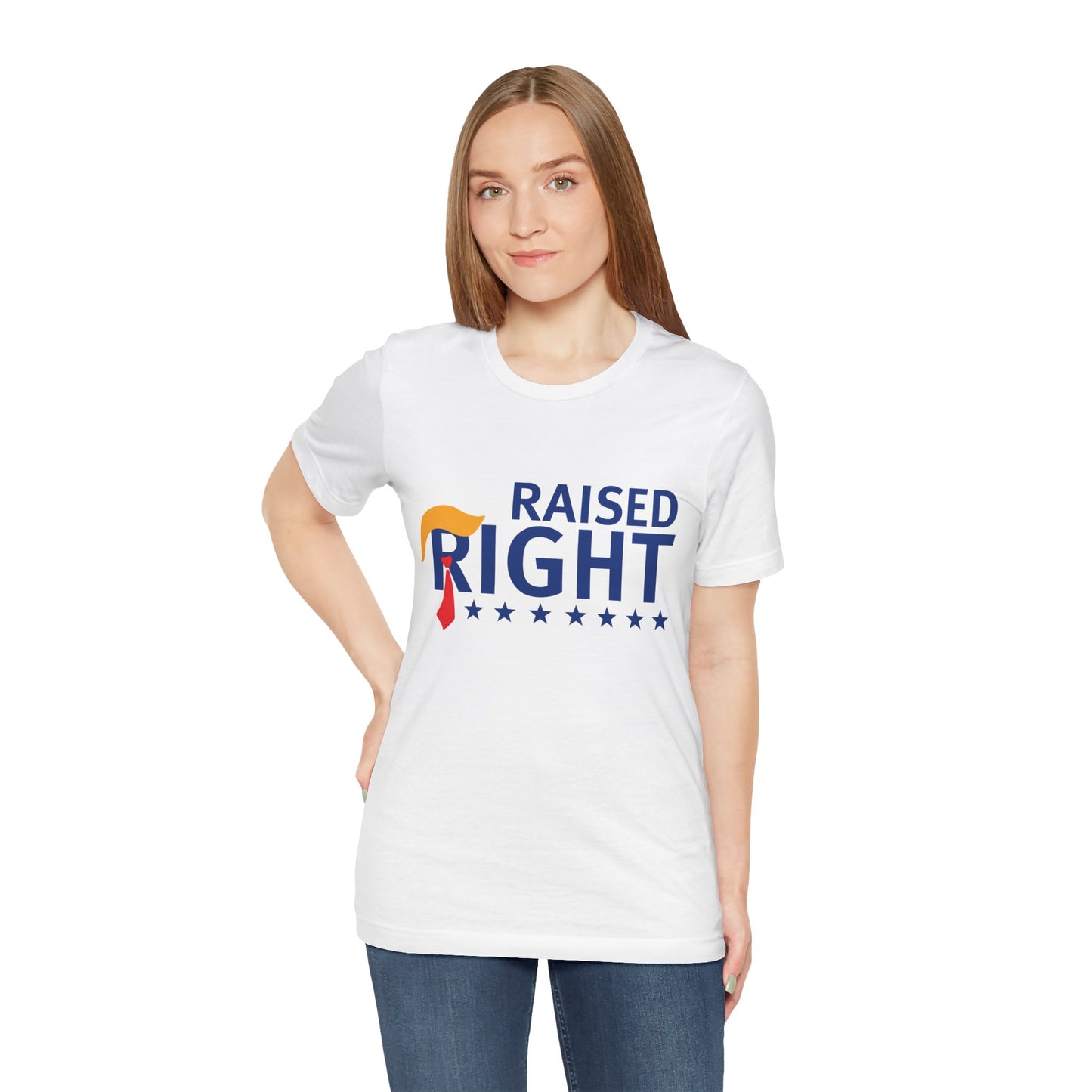 "Raised Right" Unisex Jersey Short Sleeve Tee - Comfortable & Patriotic Apparel