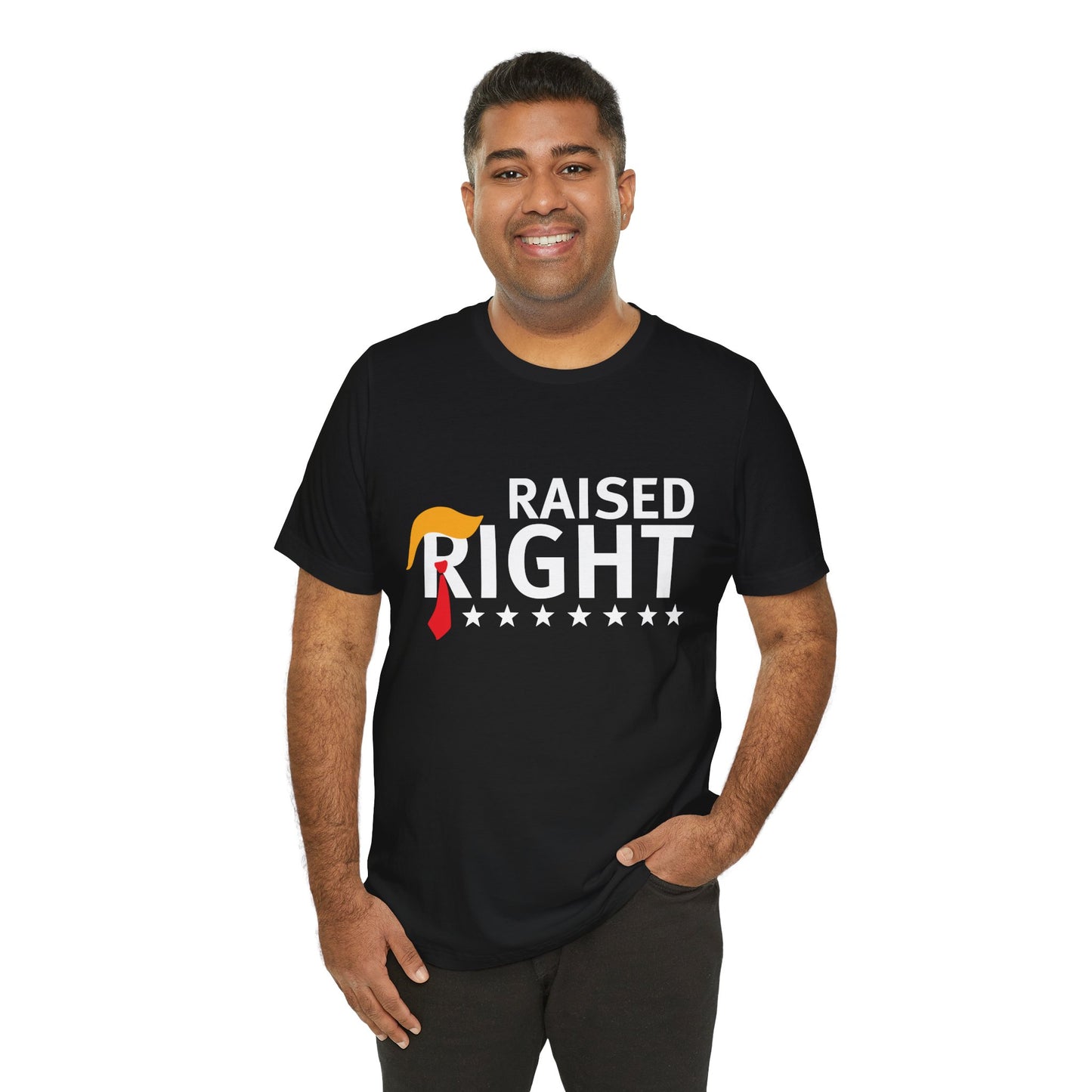 "Raised Right" Unisex Jersey Short Sleeve Tee - Comfortable & Patriotic Apparel