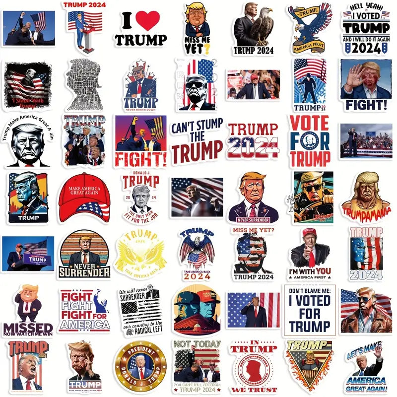 Trump Sticker 10 Pack – Bold Patriotic Vinyl Stickers for Phones, Notebooks, Water Bottles & More