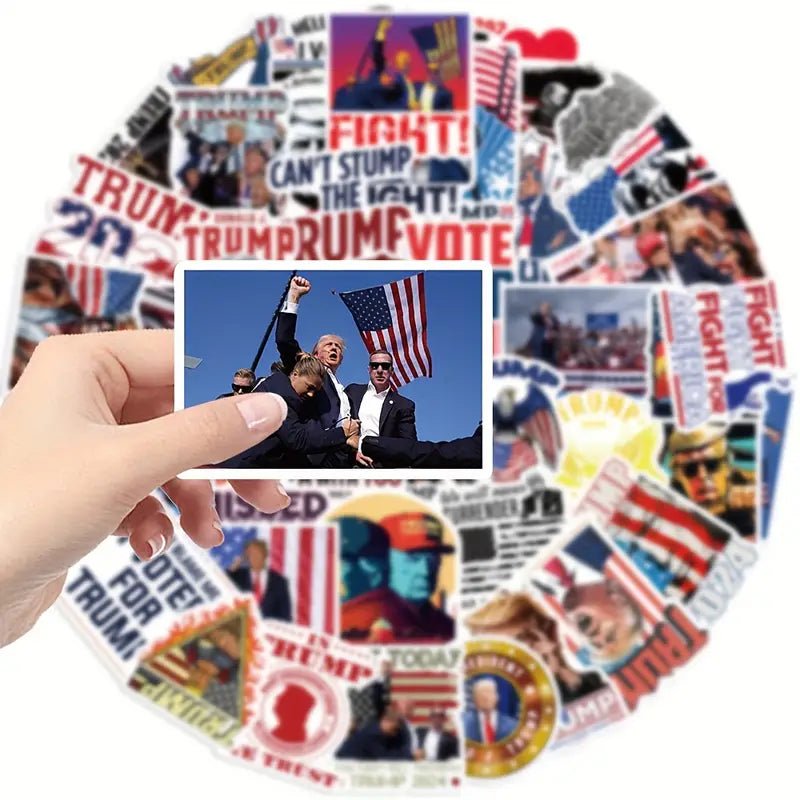 Trump Sticker 10 Pack – Bold Patriotic Vinyl Stickers for Phones, Notebooks, Water Bottles & More