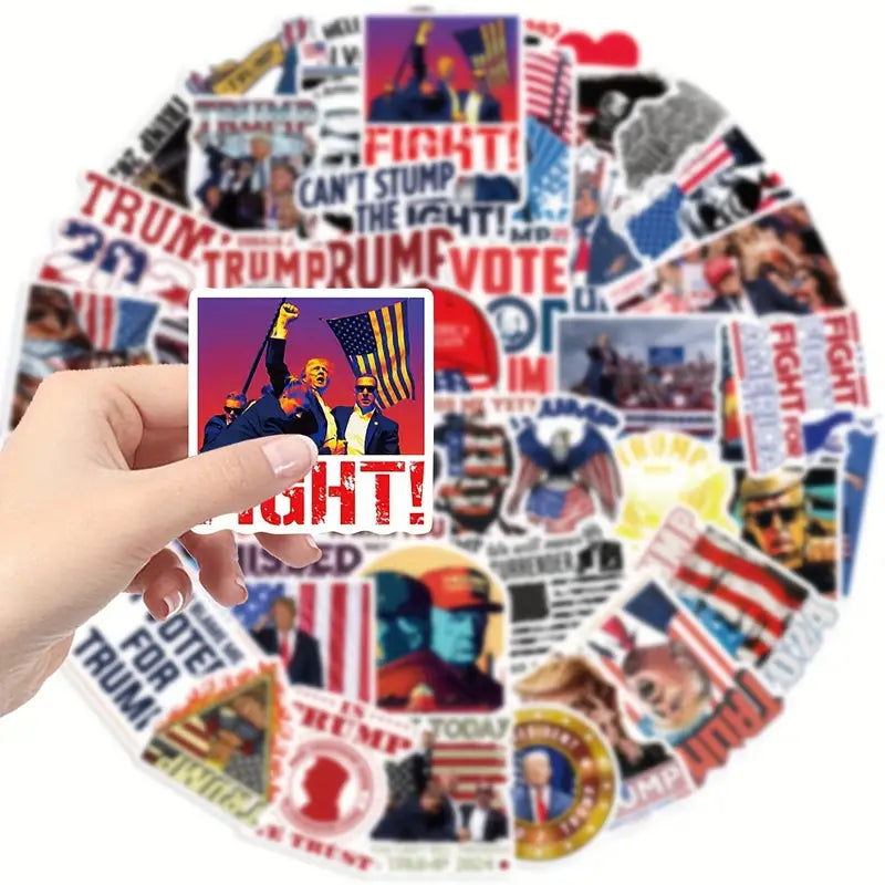 Trump Sticker 10 Pack – Bold Patriotic Vinyl Stickers for Phones, Notebooks, Water Bottles & More