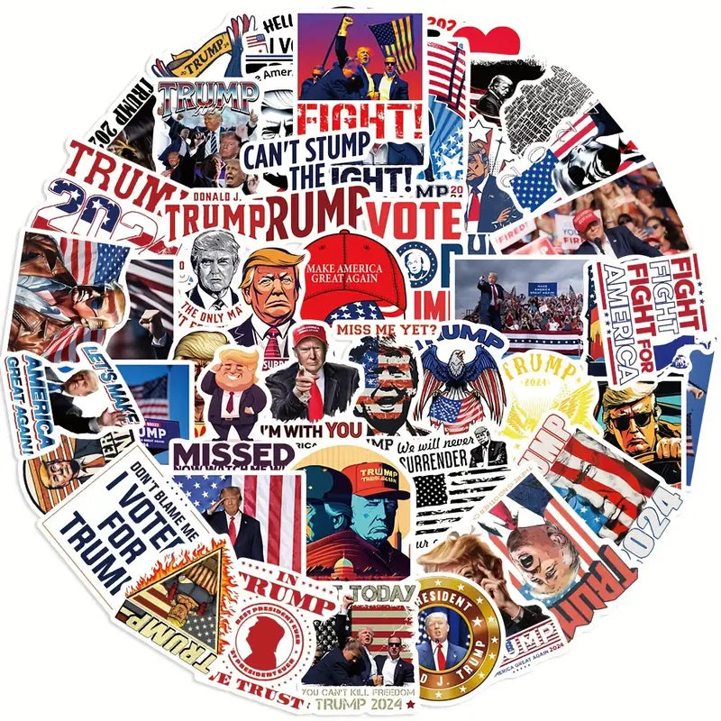 Trump Sticker 10 Pack – Bold Patriotic Vinyl Stickers for Phones, Notebooks, Water Bottles & More