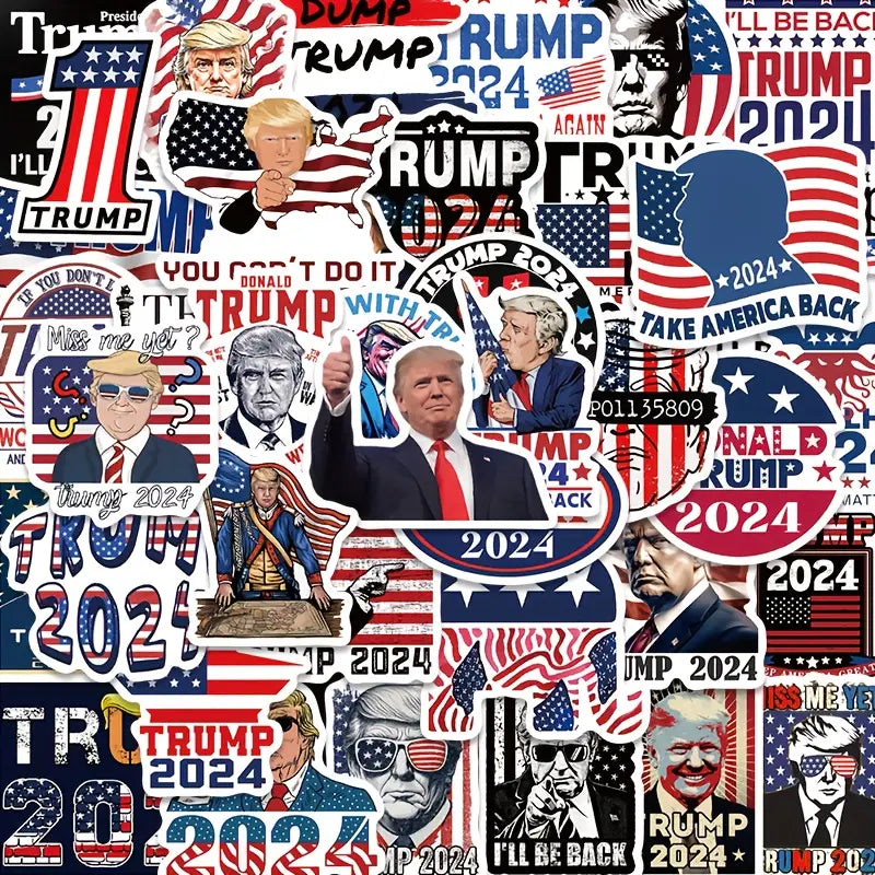 Trump Sticker 10 Pack – Bold Patriotic Vinyl Stickers for Phones, Notebooks, Water Bottles & More
