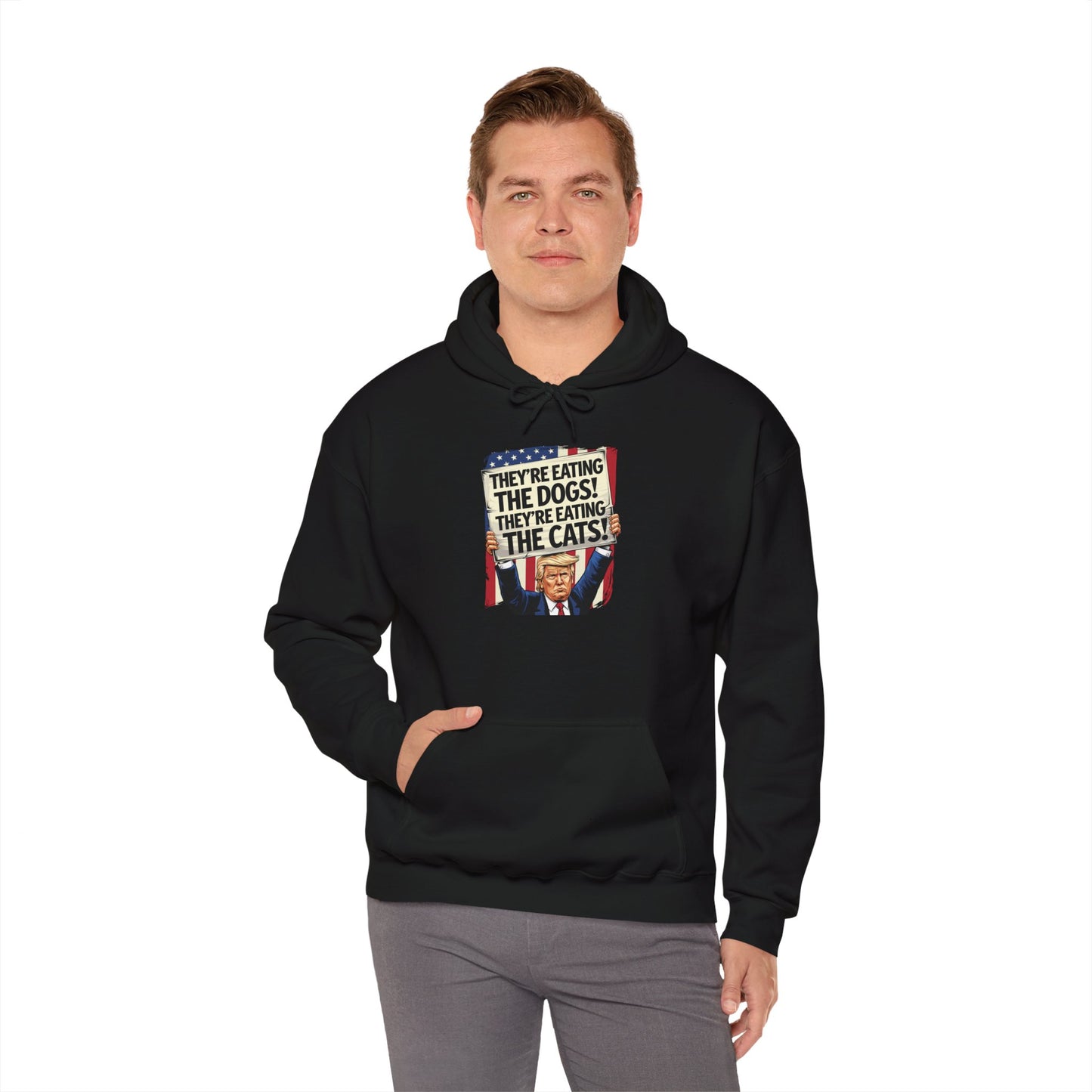 Protest Graphic Hoodie - They're Eating The Dogs & Cats