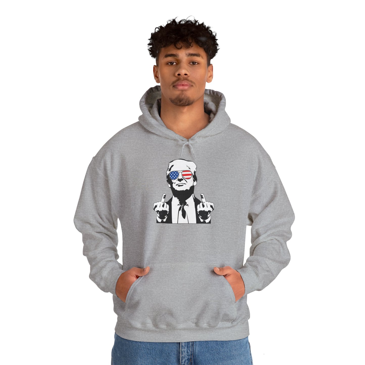 Middle Finger-Patriotic Statement Hoodie with Graphic Design