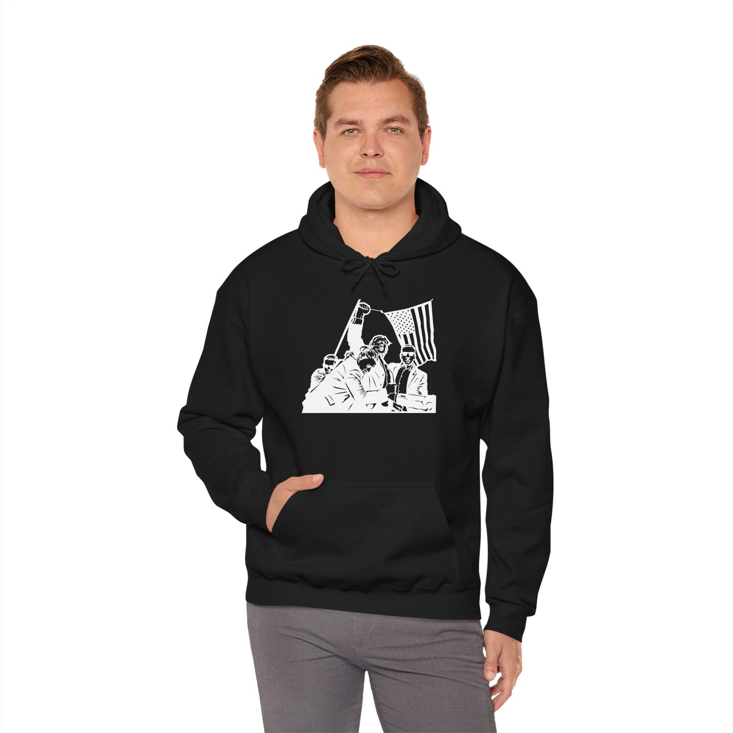 Patriotic Unisex Heavy Blend Hoodie with Bold Design