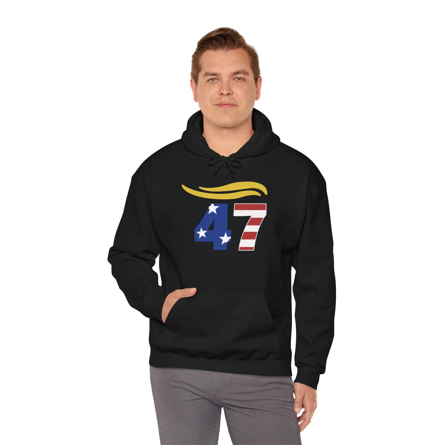 47 Hair Logo Unisex Hoodie - Stars & Stripes Design for Celebrations