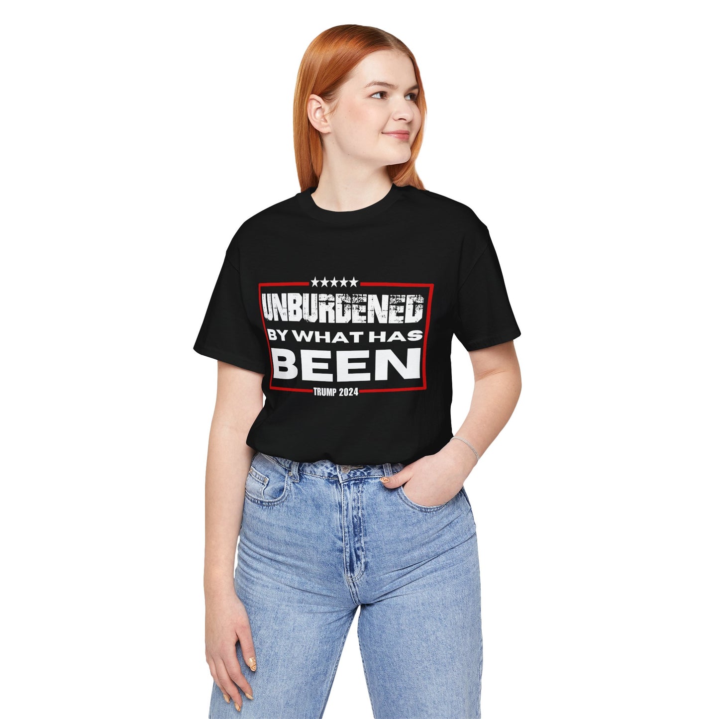 Unisex Jersey Tee - Unburdened by What Has Been - Trump 2024