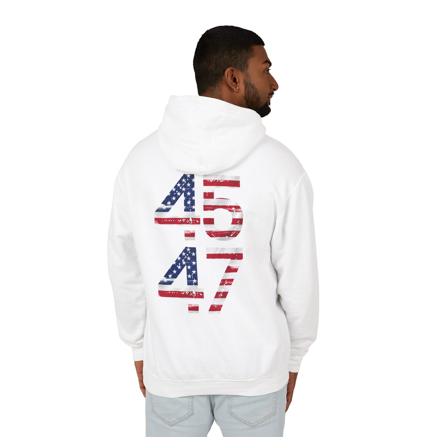 45-47 Patriotic Unisex Lightweight Hooded Sweatshirt - 457/417 Design