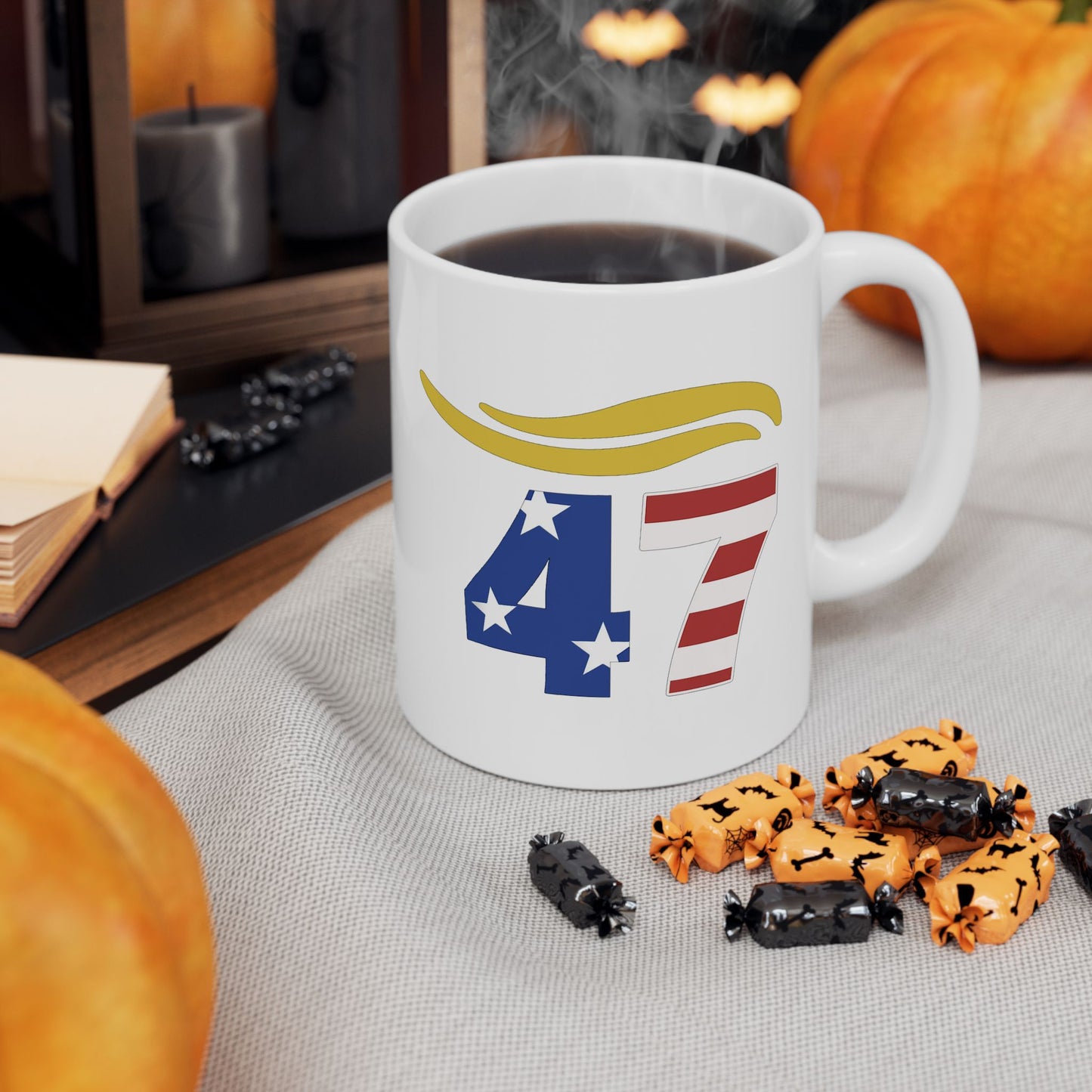 47 Hair Logo - Patriotic Ceramic Mug with Halo Design