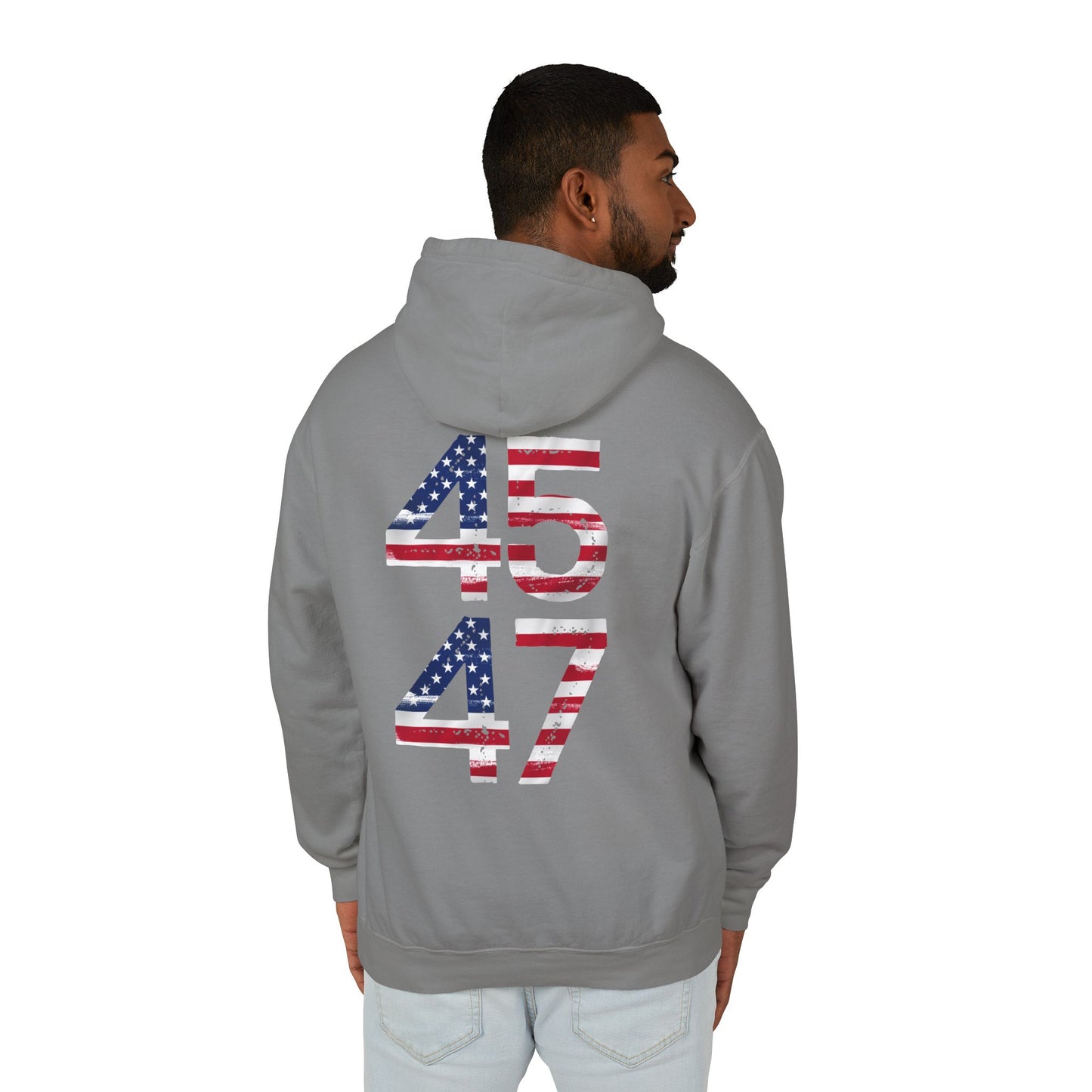 45-47 Patriotic Unisex Lightweight Hooded Sweatshirt - 457/417 Design