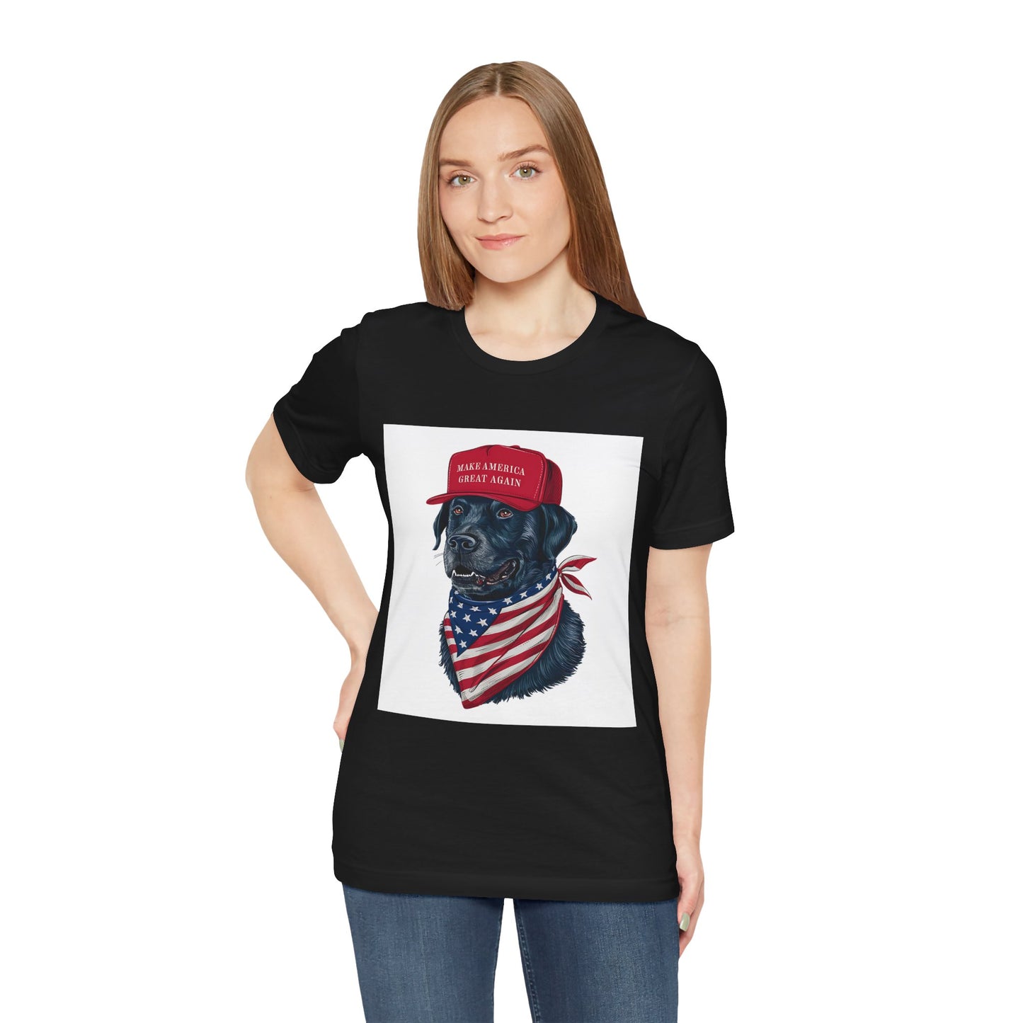 Patriotic Dog Tee - Make America Great Again Unisex Jersey Short Sleeve Shirt