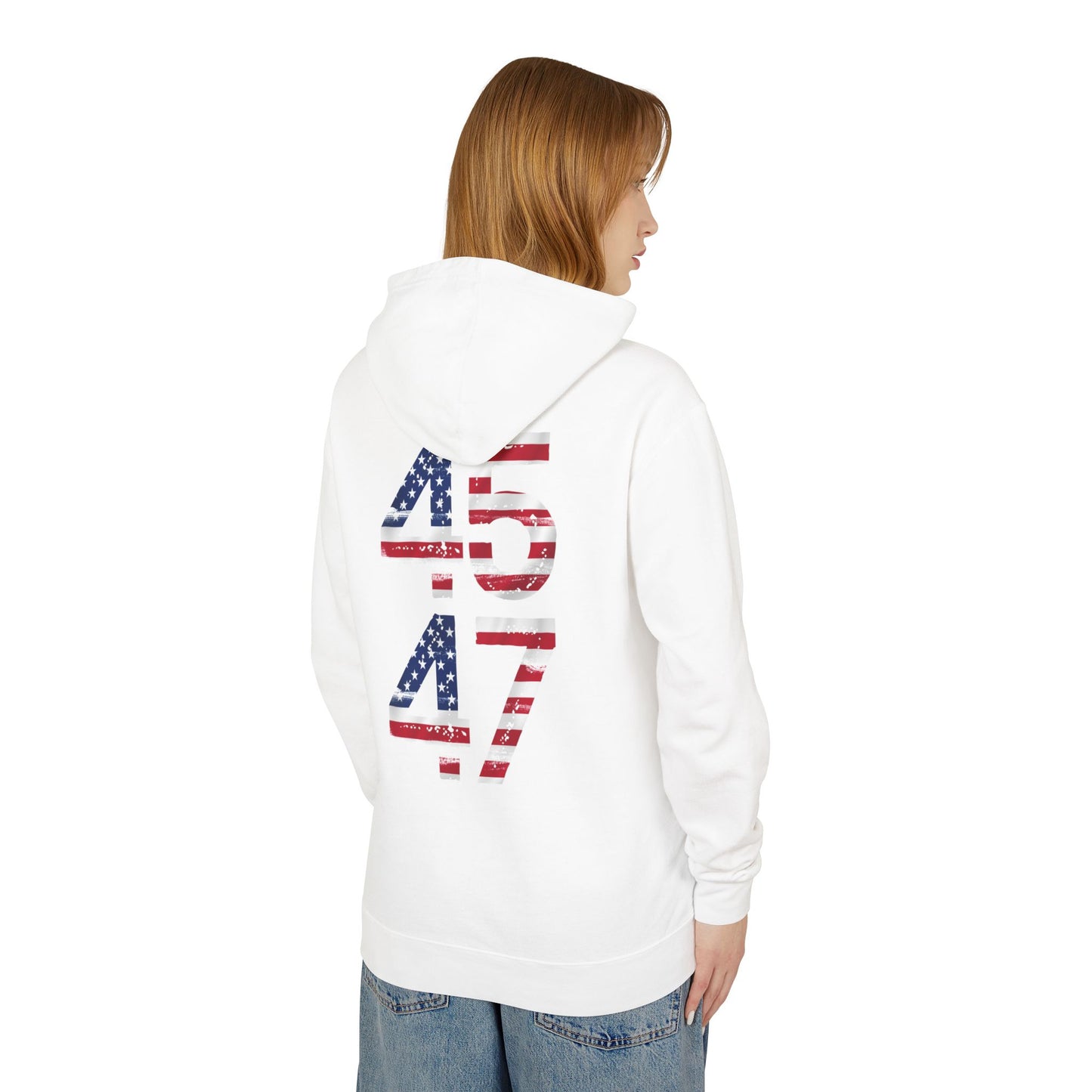 45-47 Patriotic Unisex Lightweight Hooded Sweatshirt - 457/417 Design