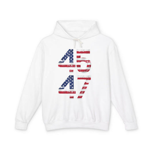 45-47 Patriotic Unisex Lightweight Hooded Sweatshirt - 457/417 Design