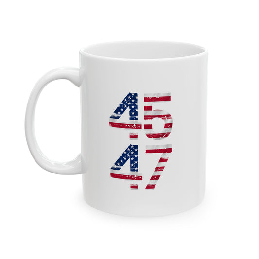 45-47 Patriotic Ceramic Mug - 11oz & 15oz - Perfect for Independence Day & Everyday Use