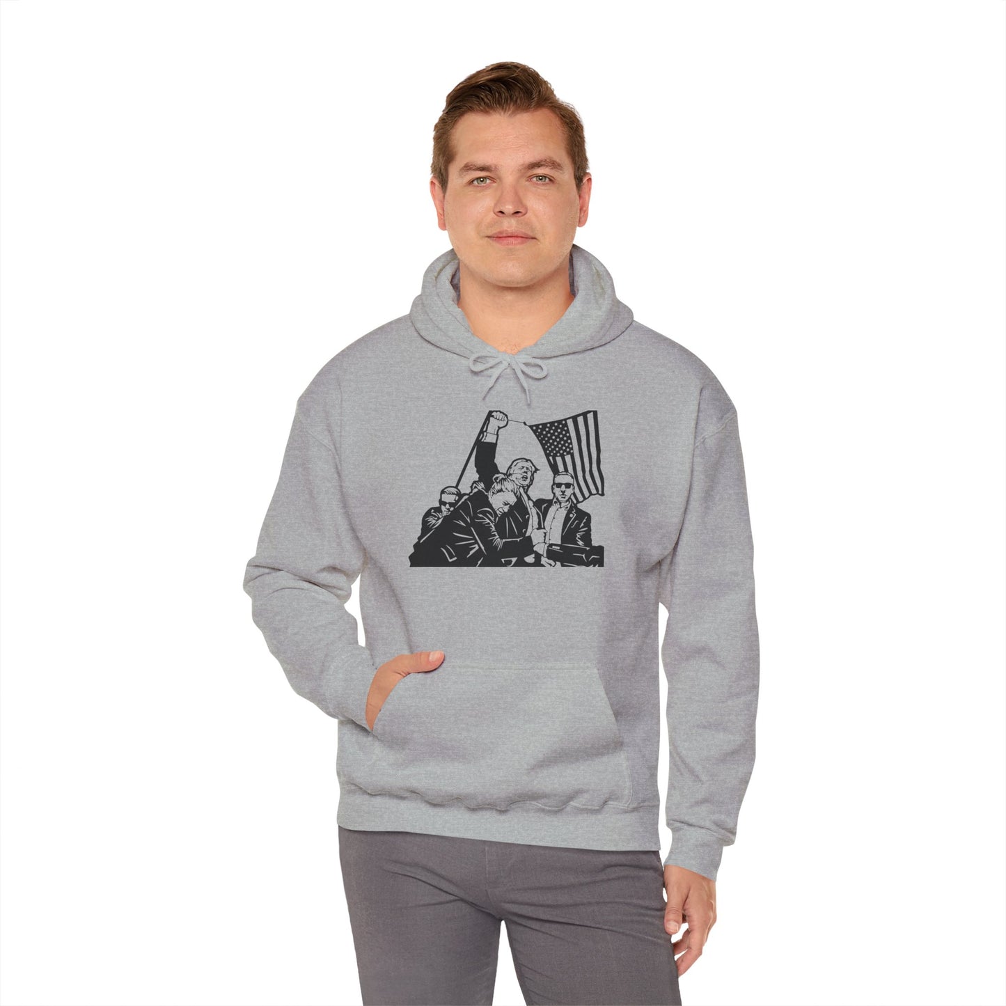 Patriotic Unisex Heavy Blend Hoodie with Bold Design