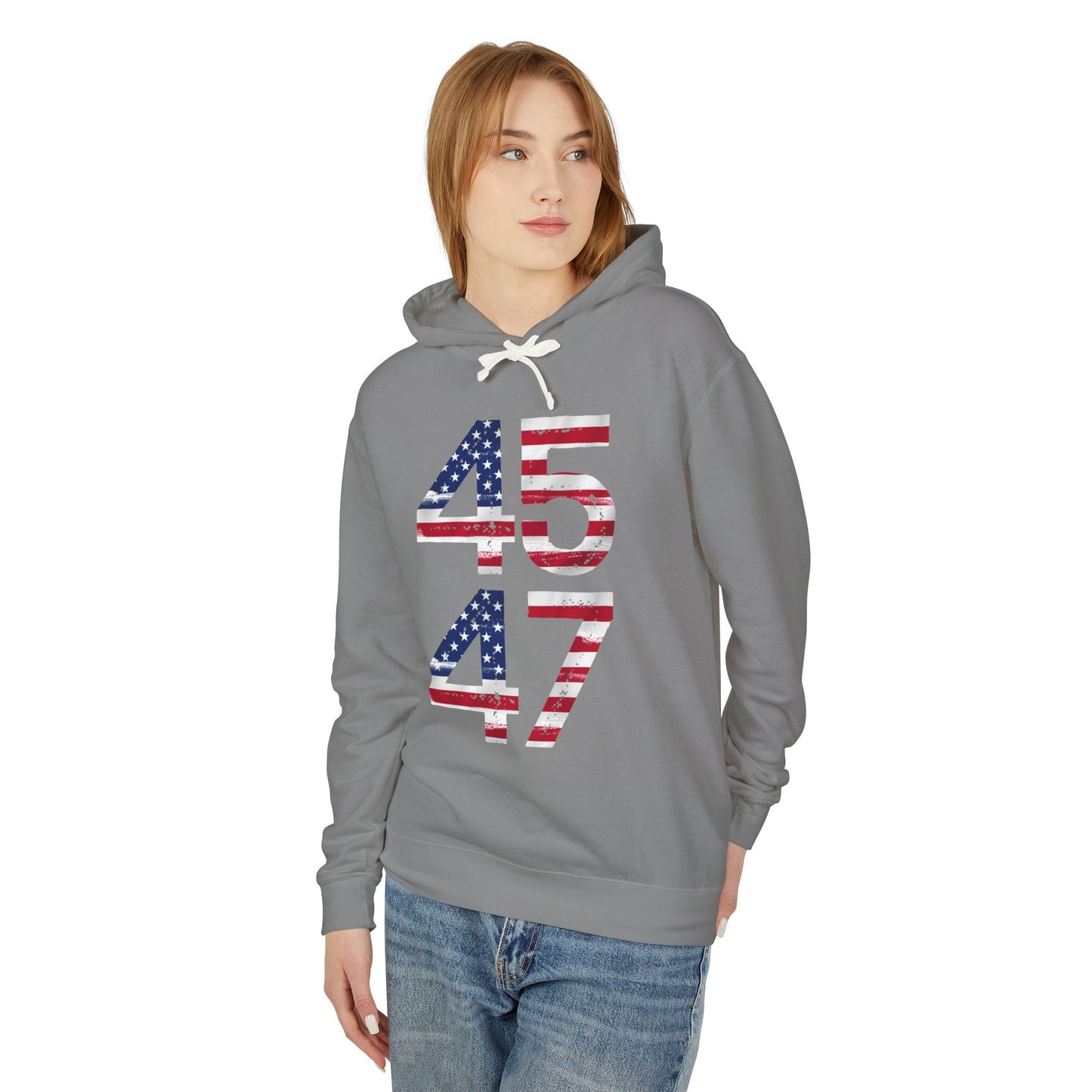 45-47 Patriotic Unisex Lightweight Hooded Sweatshirt - 457/417 Design