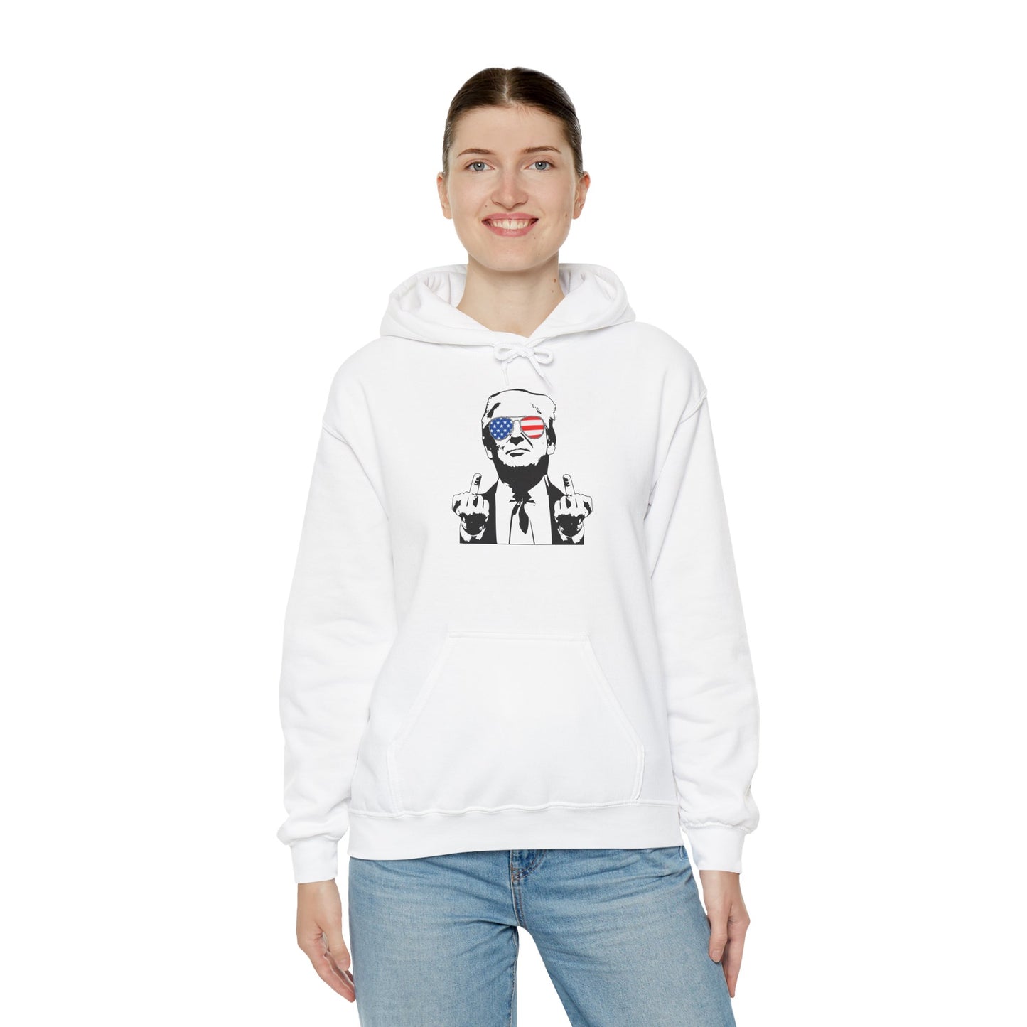 Middle Finger-Patriotic Statement Hoodie with Graphic Design