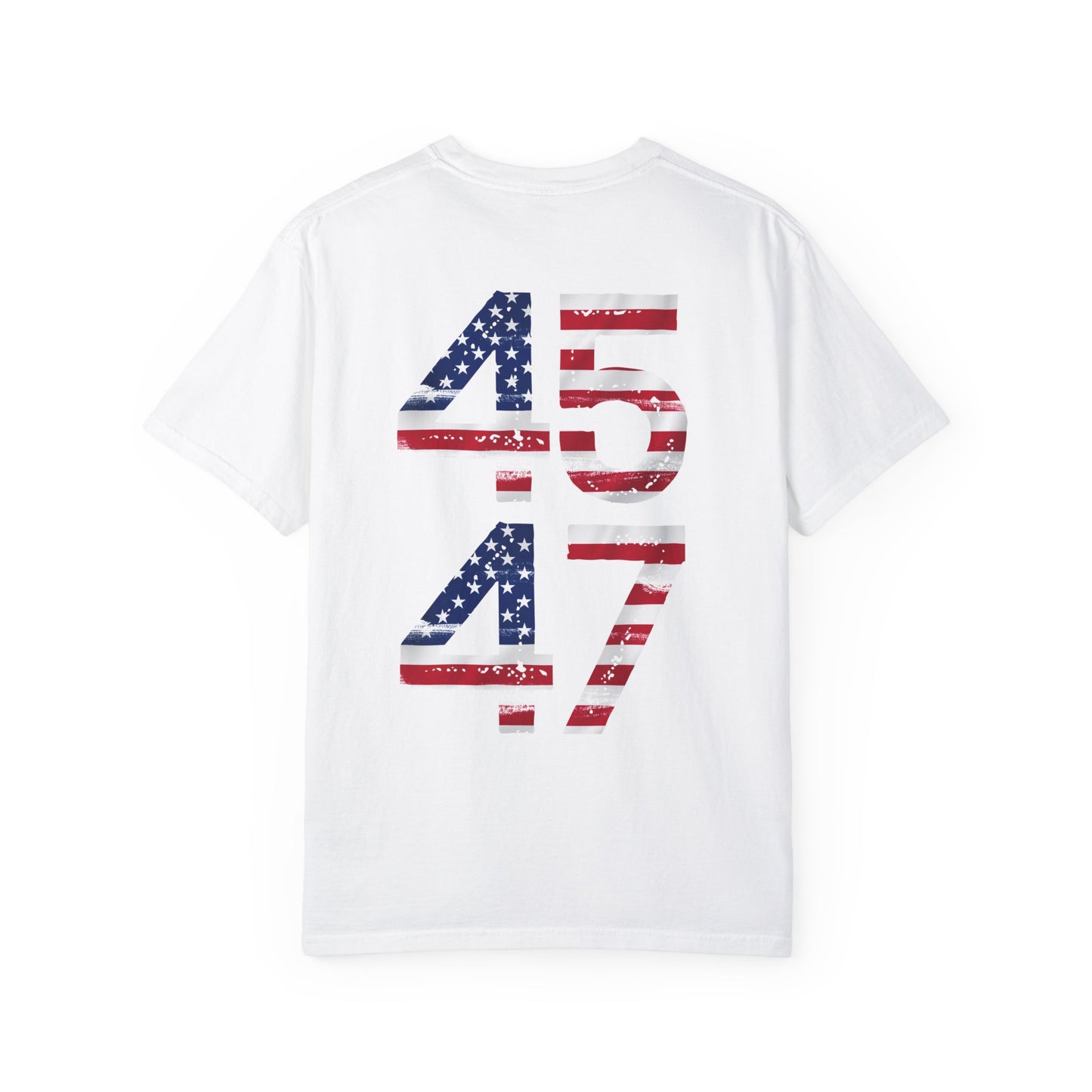 45-47 Patriotic Unisex Garment-Dyed T-shirt with American Flag Design