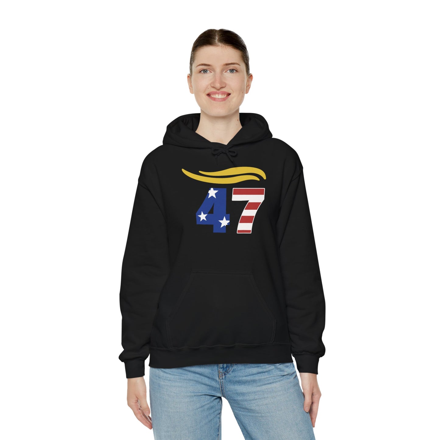 47 Hair Logo Unisex Hoodie - Stars & Stripes Design for Celebrations