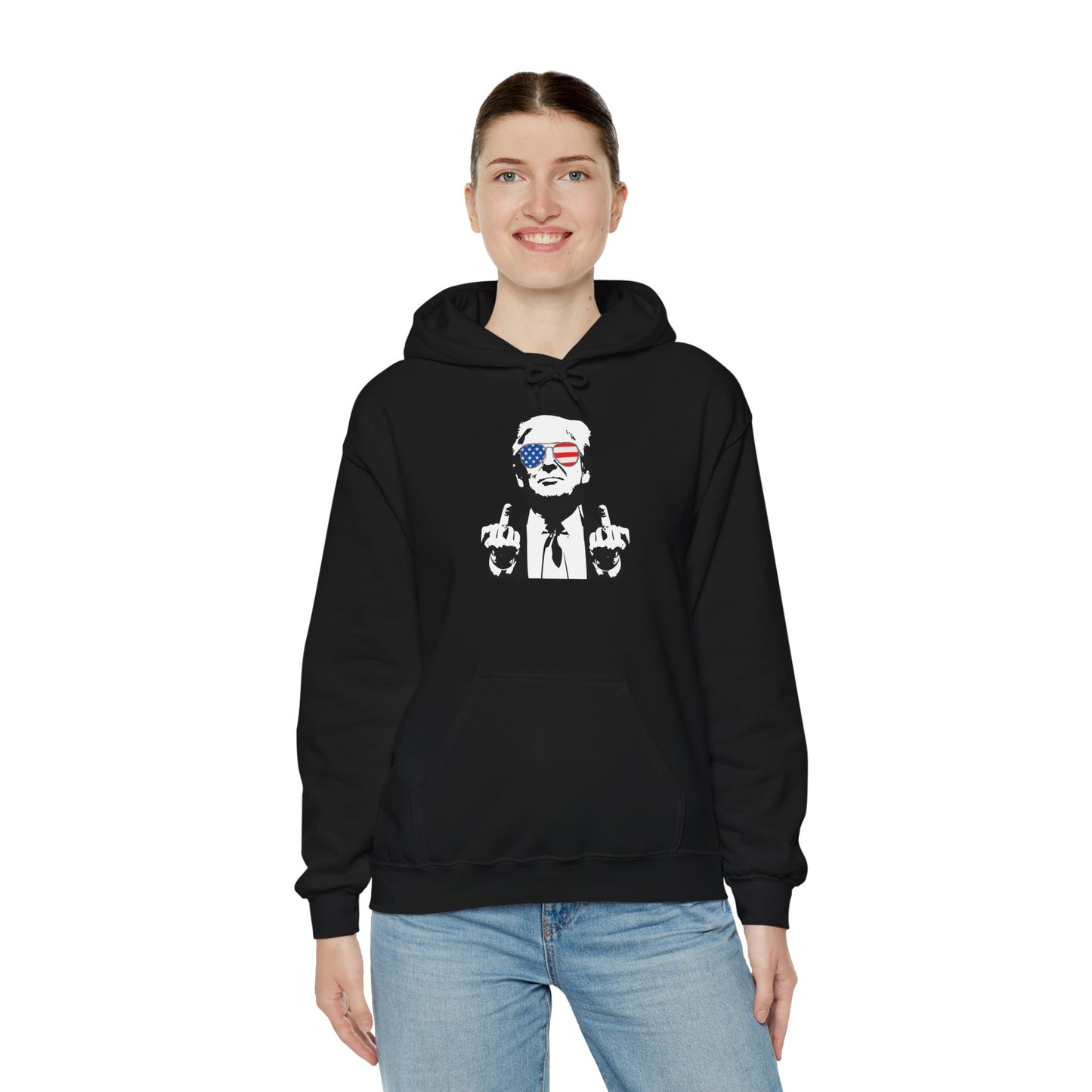 Middle Finger-Patriotic Statement Hoodie with Graphic Design