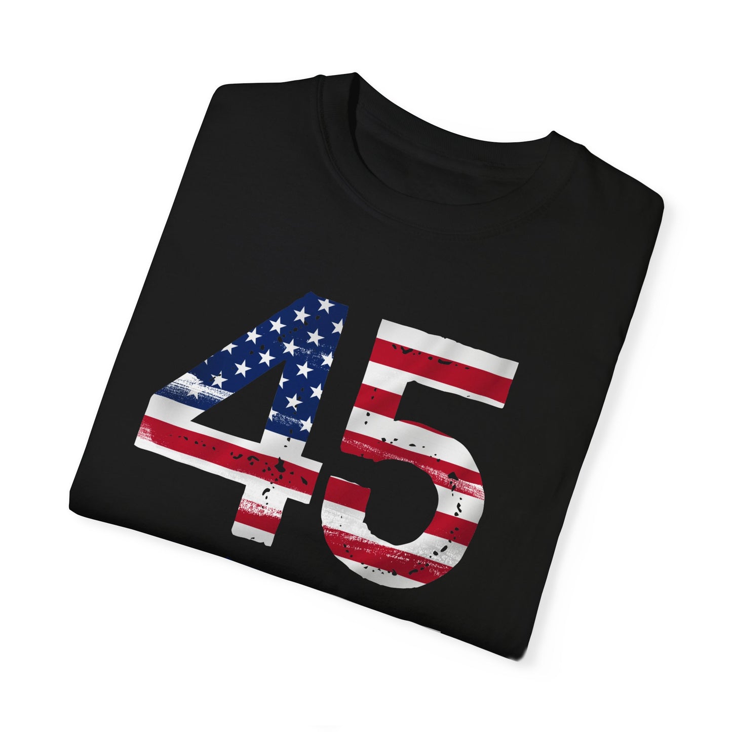 45-47 Patriotic Unisex Garment-Dyed T-shirt with American Flag Design