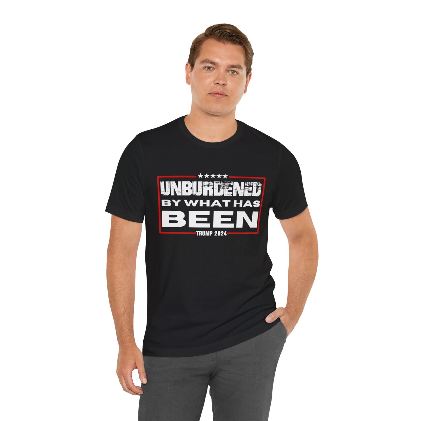 Unisex Jersey Tee - Unburdened by What Has Been - Trump 2024