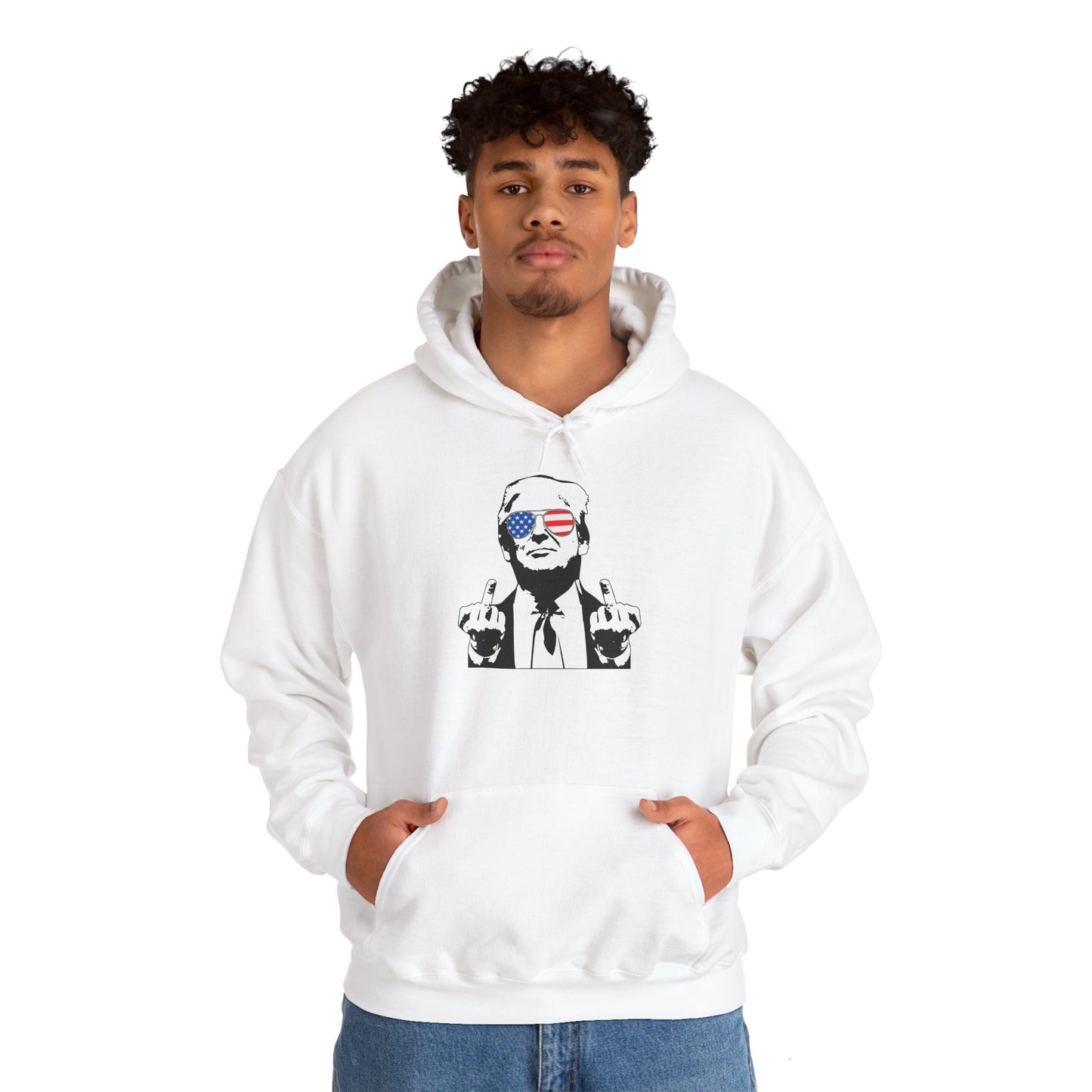 Middle Finger-Patriotic Statement Hoodie with Graphic Design