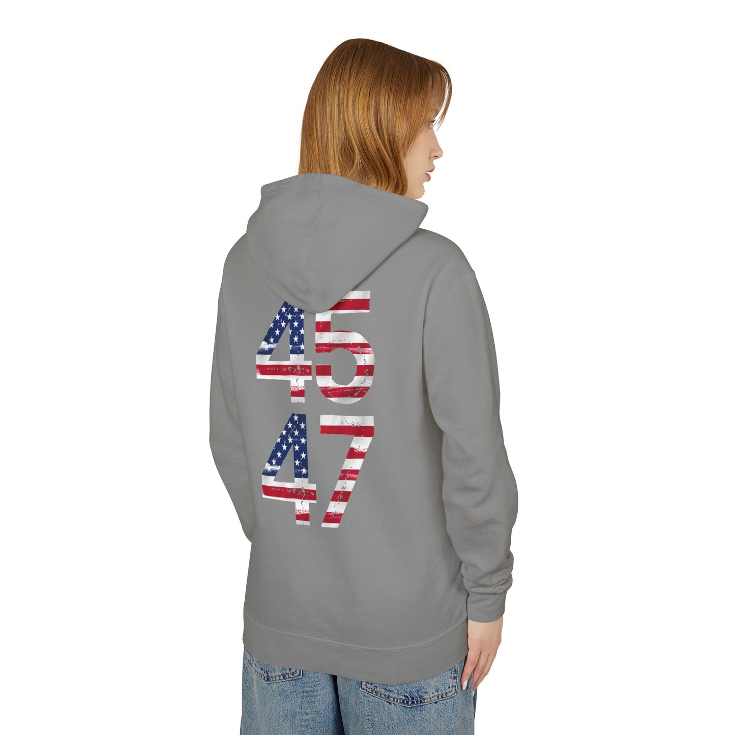 45-47 Patriotic Unisex Lightweight Hooded Sweatshirt - 457/417 Design