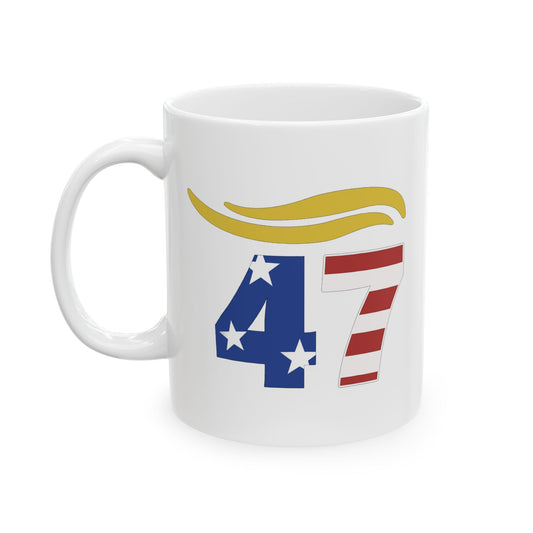 47 Hair Logo - Patriotic Ceramic Mug with Halo Design