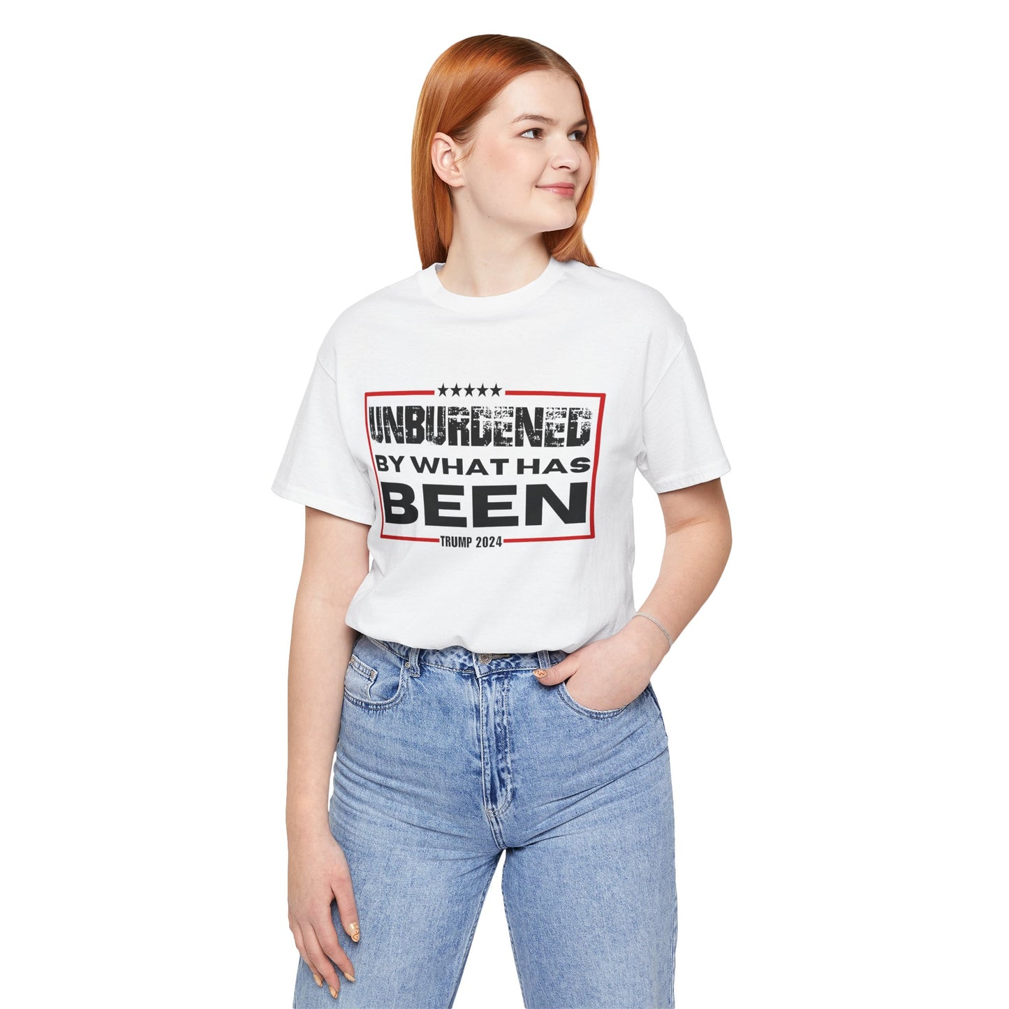 Unisex Jersey Tee - Unburdened by What Has Been - Trump 2024