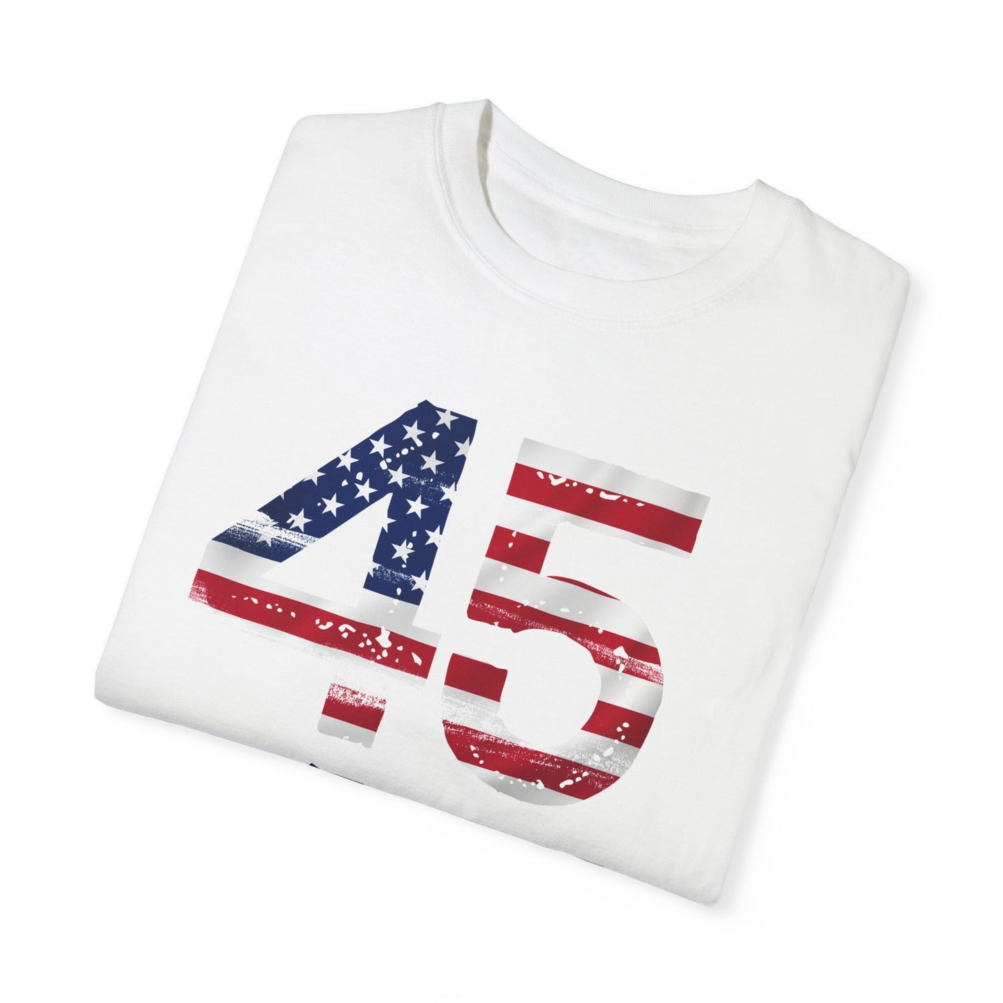 45-47 Patriotic Unisex Garment-Dyed T-shirt with American Flag Design