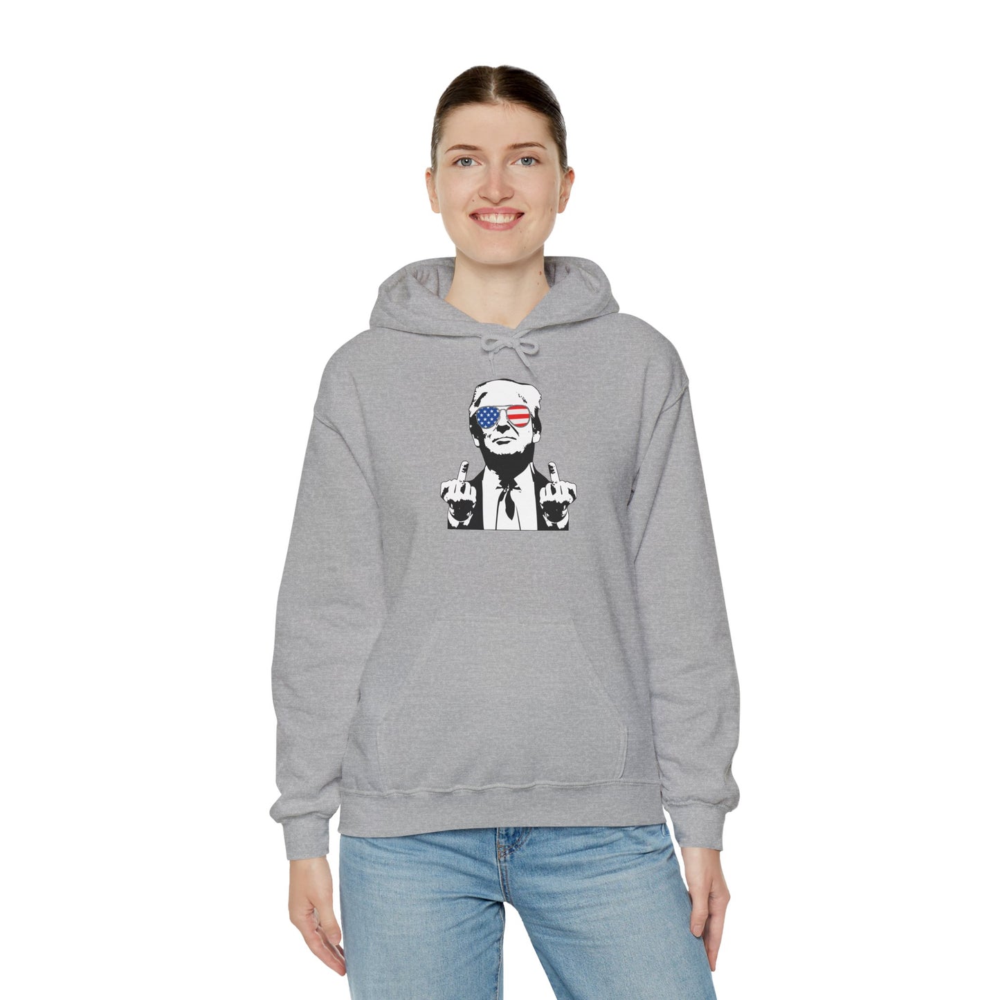 Middle Finger-Patriotic Statement Hoodie with Graphic Design