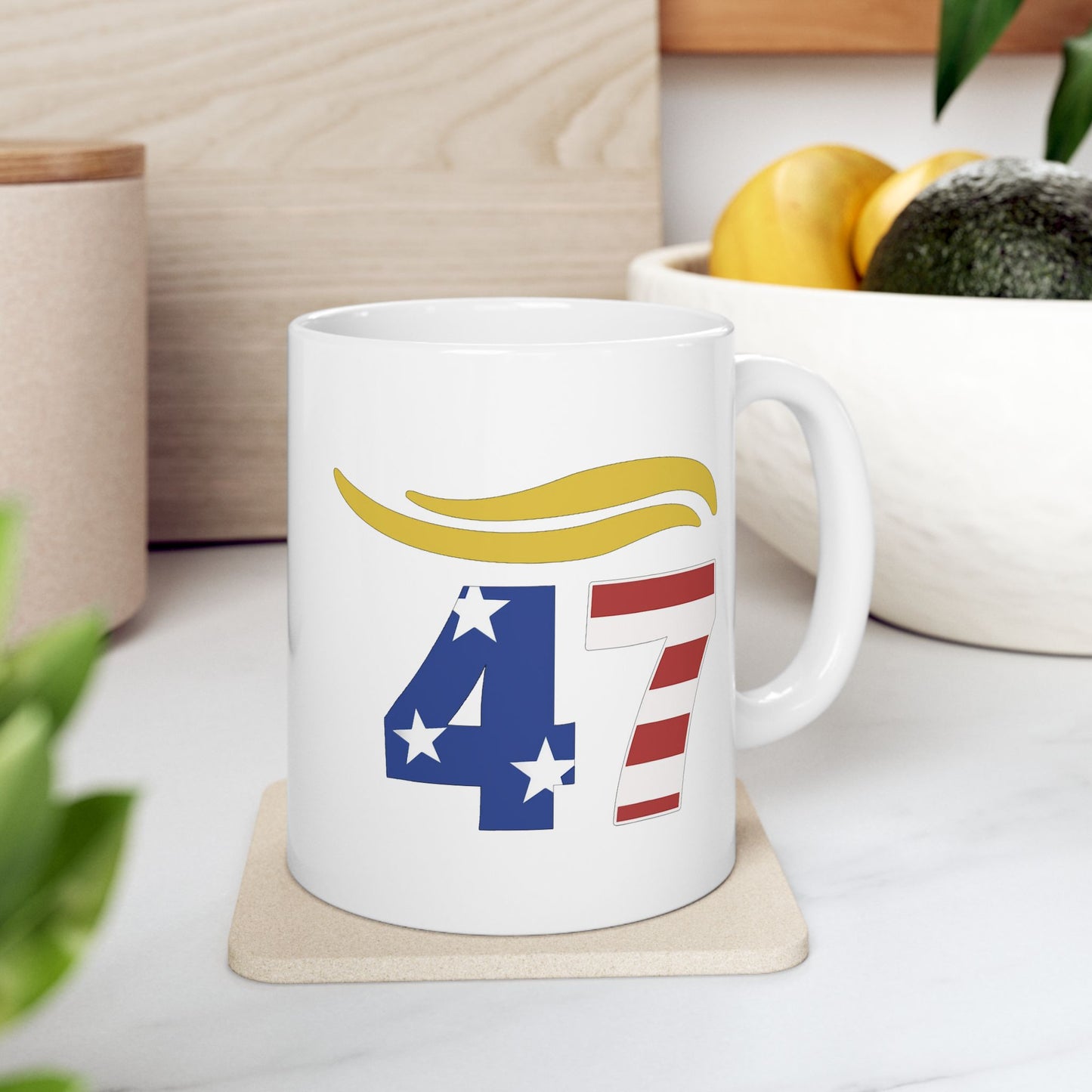 47 Hair Logo - Patriotic Ceramic Mug with Halo Design