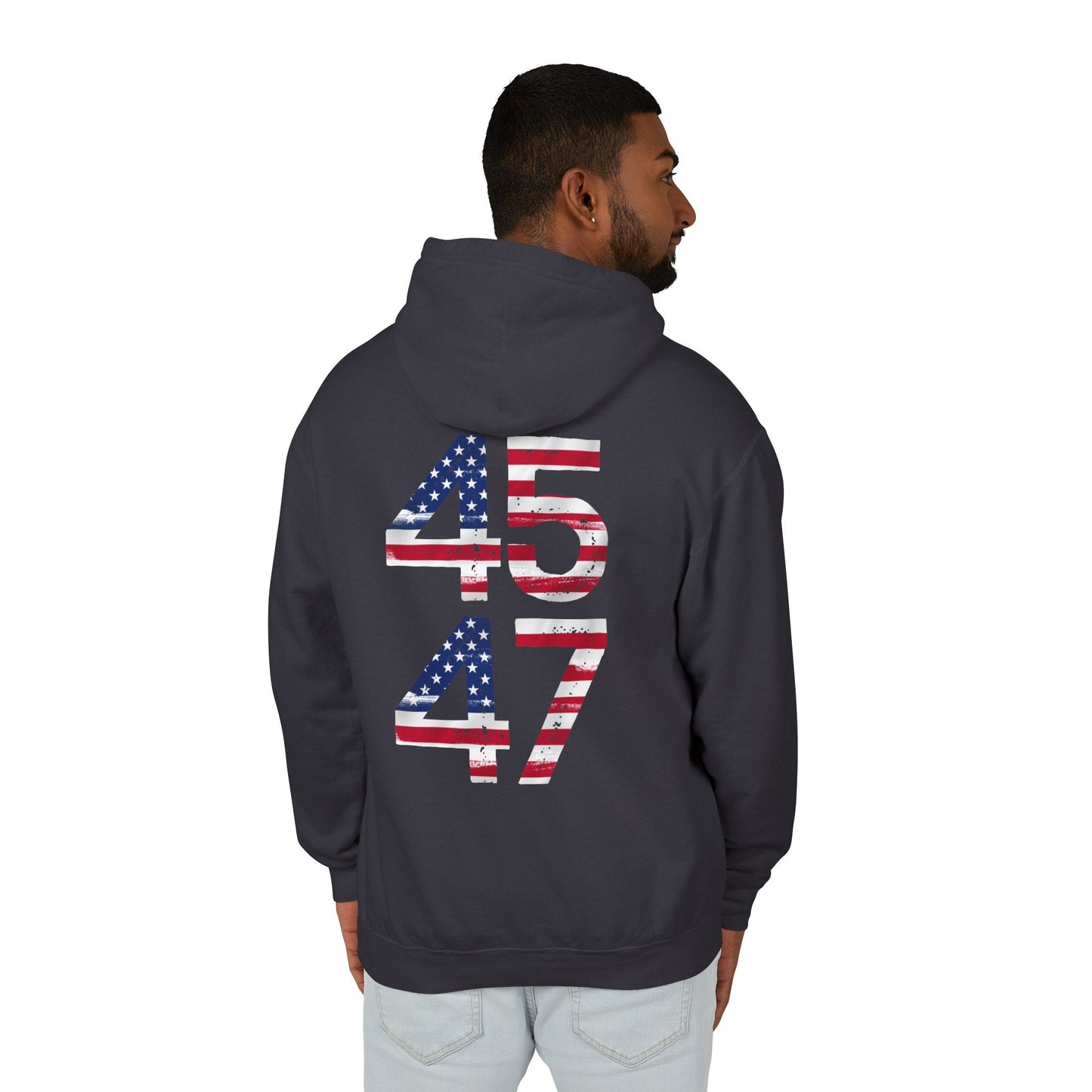 45-47 Patriotic Unisex Lightweight Hooded Sweatshirt - 457/417 Design