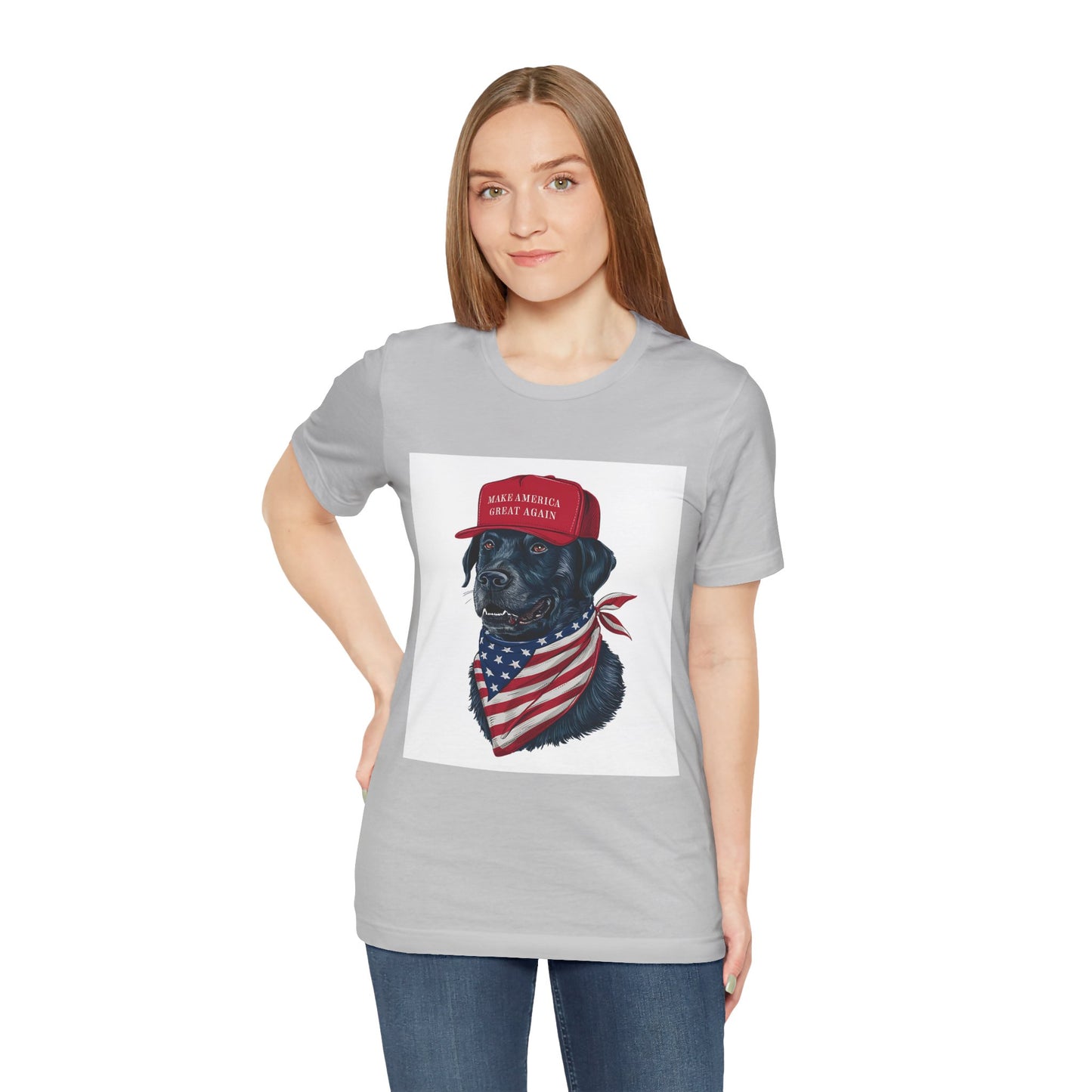 Patriotic Dog Tee - Make America Great Again Unisex Jersey Short Sleeve Shirt