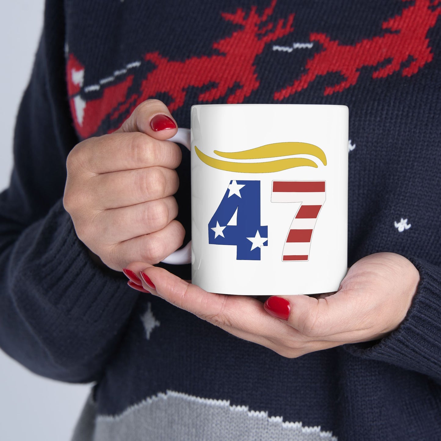 47 Hair Logo - Patriotic Ceramic Mug with Halo Design