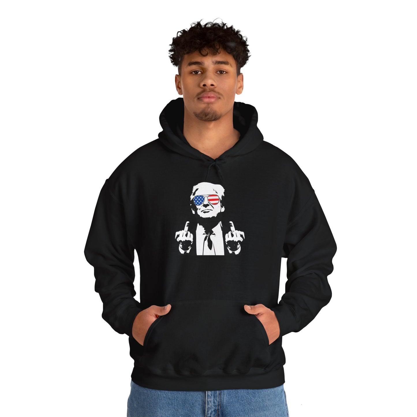 Middle Finger-Patriotic Statement Hoodie with Graphic Design