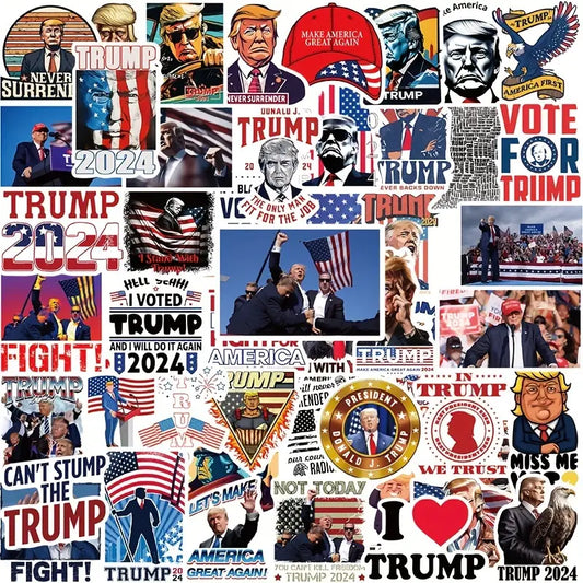 Trump Sticker 10 Pack – Bold Patriotic Vinyl Stickers for Phones, Notebooks, Water Bottles & More